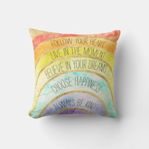 Inspirational Quotes Rainbow Throw Pillow