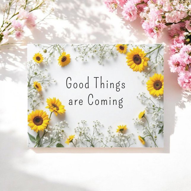 Inspirational Quotes Yellow White Sunflowers Postcard (Creator Uploaded)