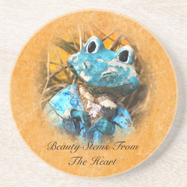 Inspirational Quotes You Are Beautiful Frog Prince Coaster (Front)