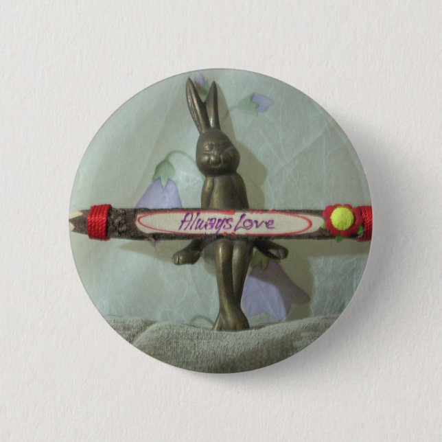 Inspirational Rabbit: Always Love Sign Art Print  2 Inch Round Button (Front)