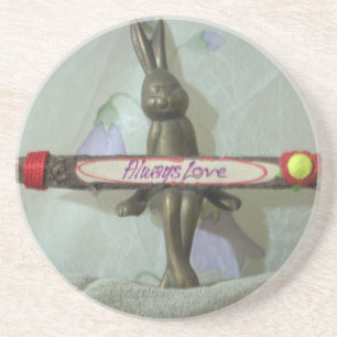 Inspirational Rabbit: Always Love Sign Art Print Coaster