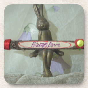 Inspirational Rabbit: Always Love Sign Art Print Coaster