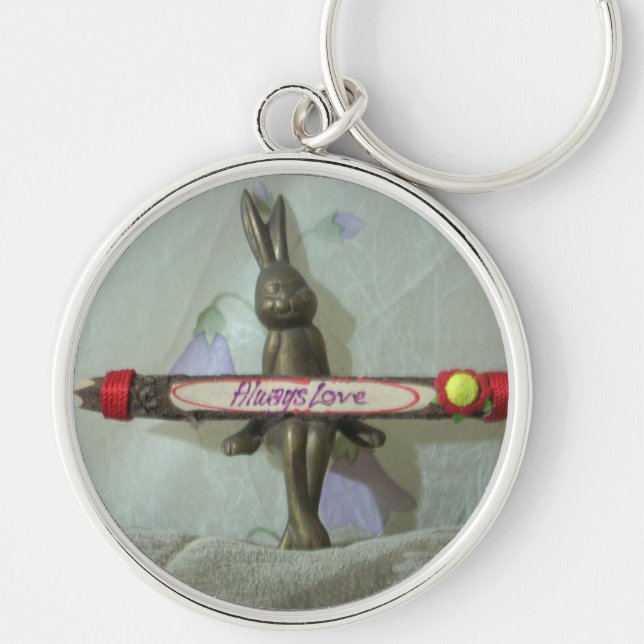 Inspirational Rabbit: Always Love Sign Art Print  Keychain (Front)