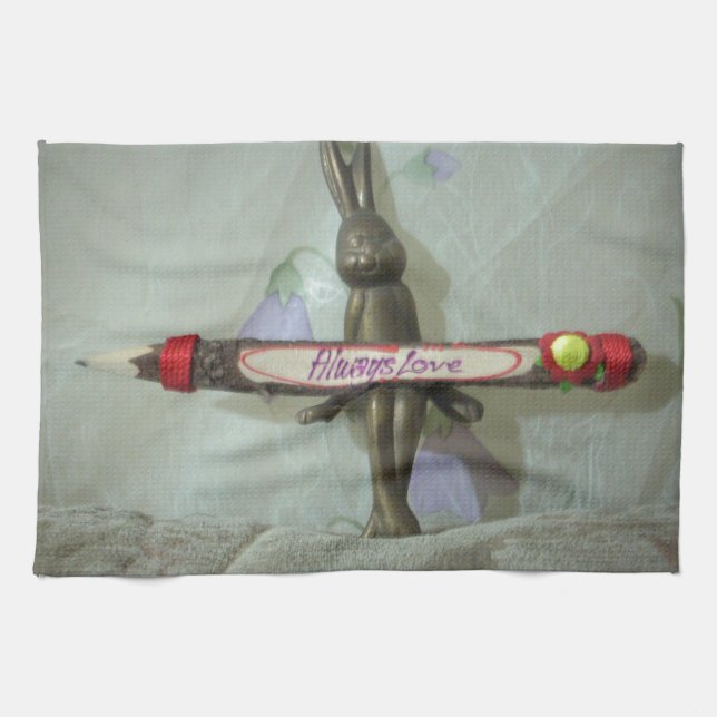 Inspirational Rabbit: Always Love Sign Art Print  Kitchen Towel (Horizontal)