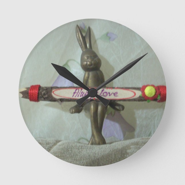 Inspirational Rabbit: Always Love Sign Art Print  Round Clock (Front)