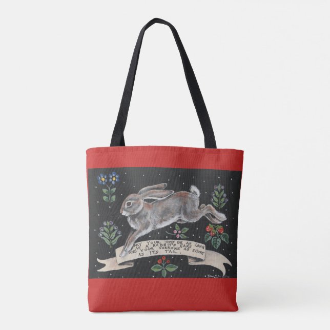 Inspirational Rabbit Hare Tote Friendship Wedding Bag (Back)