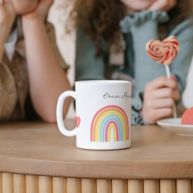 Inspirational Rainbow & Hearts  Coffee Mug (inspirational rainbow and hearts mug)