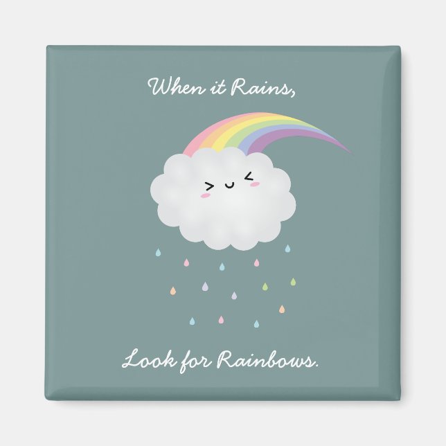 Inspirational Rainbow Quote Encouraging Saying Magnet (Front)