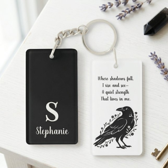 Inspirational Raven Quote Dark Academia Gothic Keychain (Inspirational raven quote for the dark academia literary soul — perfect birthday gift idea.)