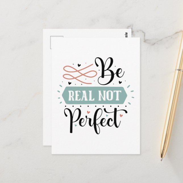 Inspirational real perfect word art  postcard (Front/Back In Situ)