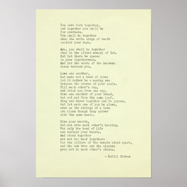 Inspirational Real Typewriter Quote Kahlil Gibran Poster (Front)