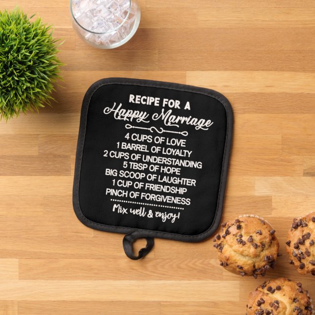 Inspirational Recipe For A Happy Marriage Pot Holder (Top Down)