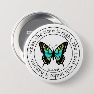 Inspirational Religious butterfly word art  3 Inch Round Button