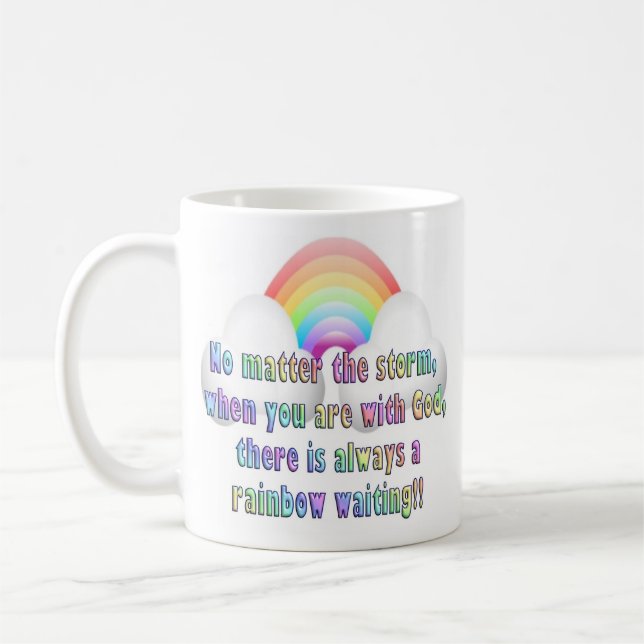 Inspirational Religious Coffee Mug Cup Rainbow (Left)