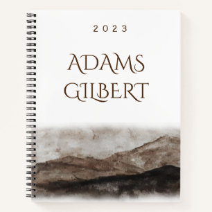 Inspirational Rocky Watercolor Mountains Name Notebook
