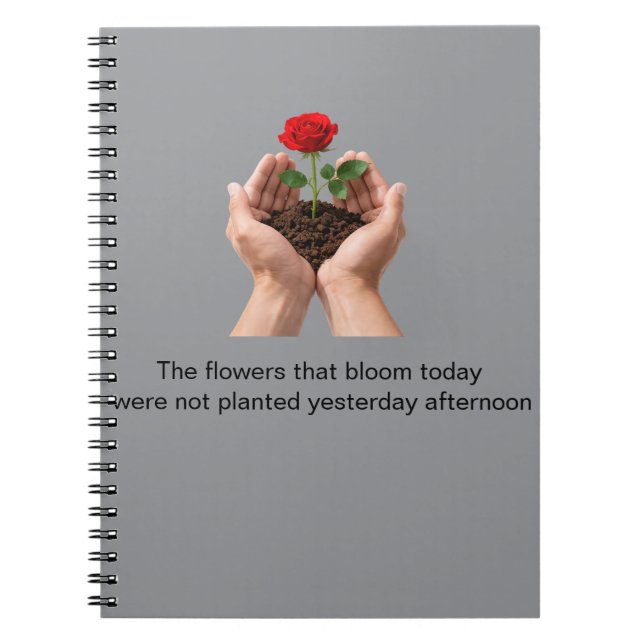 Inspirational Rose in Caring Hands Notebook (Front)