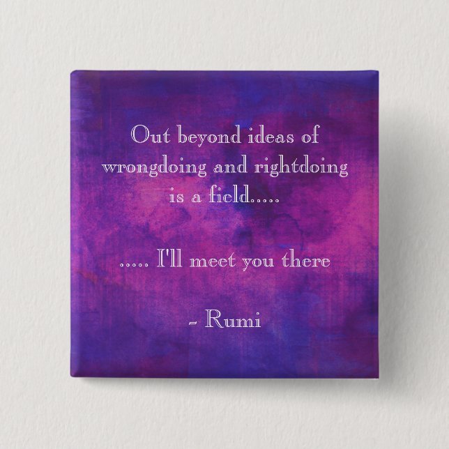 Inspirational Rumi Quote on Purple Abstract 2 Inch Square Button (Front)