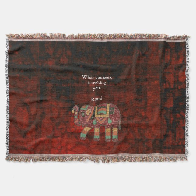 Inspirational Rumi What You Seek Quote Throw Blanket (Front)