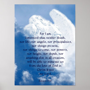 Inspirational Scripture Angel In Clouds, Romans Poster