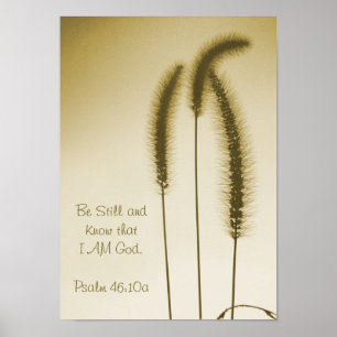 Inspirational Scripture Fine Art Brown Grass Heads Poster