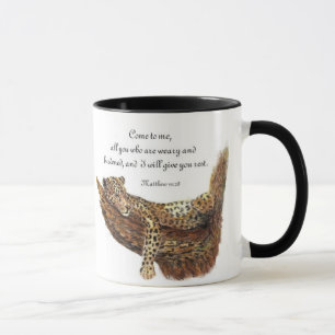 Inspirational, Scripture, Matthew 11:28, Leopard Mug