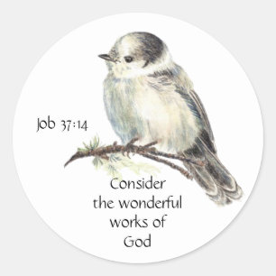 Inspirational Scripture Quote Watercolor Bird Art Classic Round Sticker