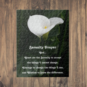 Inspirational Serenity Prayer Calla Lily Floral Jigsaw Puzzle