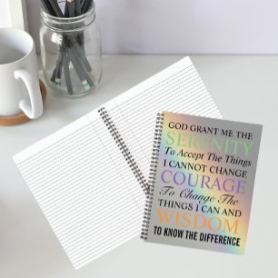 Inspirational Serenity Prayer Colourful Rainbow Notebook