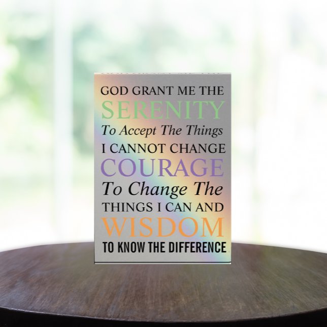 Inspirational Serenity Prayer Colourful Rainbow Photo Block (In Situ)