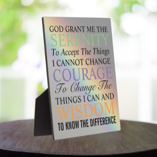 Inspirational Serenity Prayer Colourful Rainbow Plaque