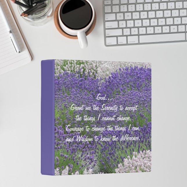 Inspirational Serenity Prayer Lavender Garden Binder (In Situ Desk)