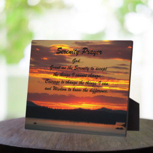 Inspirational Serenity Prayer Orange Sunset Plaque