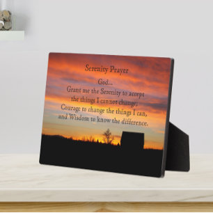 Inspirational Serenity Prayer Sunset Silhouette Plaque