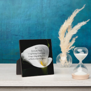 Inspirational Serenity Prayer White Calla Lily Plaque