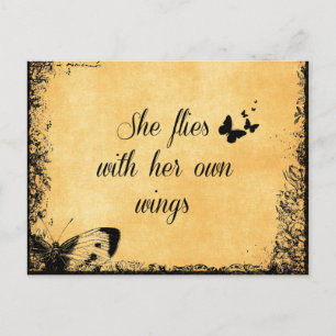 Inspirational She Flies with her own Wings Quote Postcard