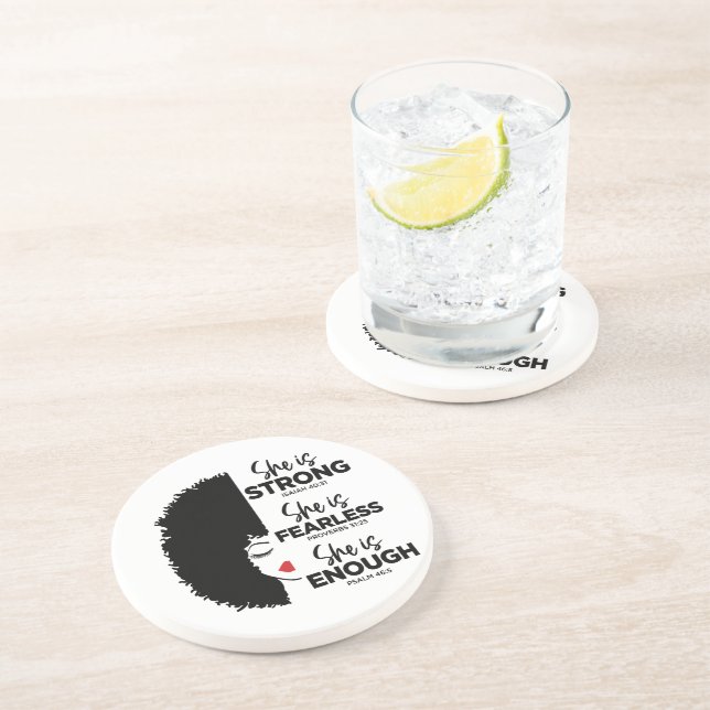 Inspirational She Is Sandstone Coaster (Side)