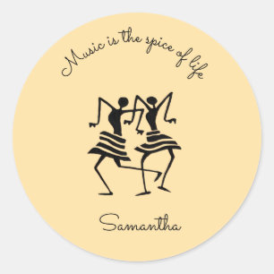 Inspirational, silhouette celebration dancers  classic round sticker