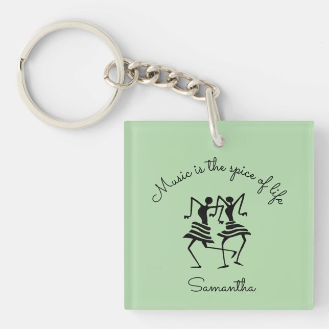 Inspirational, silhouette celebration dancers  keychain (Front)