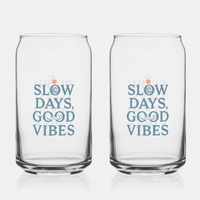 Inspirational Simple Living and Good Vibes Can Glass (Front)