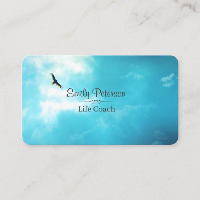 Inspirational Soaring Hawk in the Sky Business Card (Front)