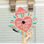 Inspirational Social Work Major Quote Custom Graduation Cap Topper<br><div class="desc">Social Workers make the world a better place. A beautiful,  inspirational social work tassel topper for a social work graduate featuring a pretty retro heart and cheerful colours. A cute,  custom graduation cap for a social worker.</div>