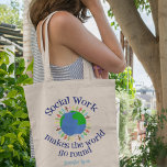 Inspirational Social Work Makes the World Go Round Tote Bag<br><div class="desc">A cute social worker tote bag gift that features people holding hands across the planet Earth in blue and green. A beautiful way to show how social work heals and helps people. Social Work Makes the World Go Round and be a better place.</div>