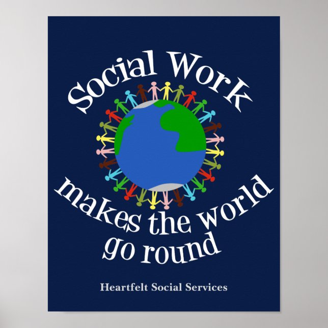 Inspirational Social Work Quote Custom Blue Office Poster (Front)