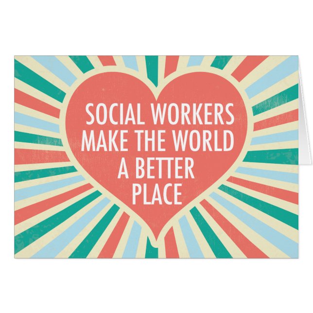 Inspirational Social Work Quote Heart Cute Card (Front Horizontal)