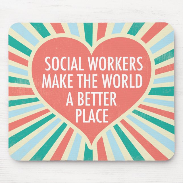 Inspirational Social Work Quote Heart Retro Colors Mouse Pad (Front)