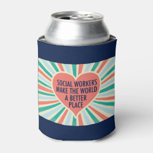 Inspirational Social Work Quote Heart Retro Colour Can Cooler