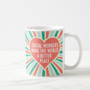 Inspirational Social Work Quote Heart Retro Colour Coffee Mug