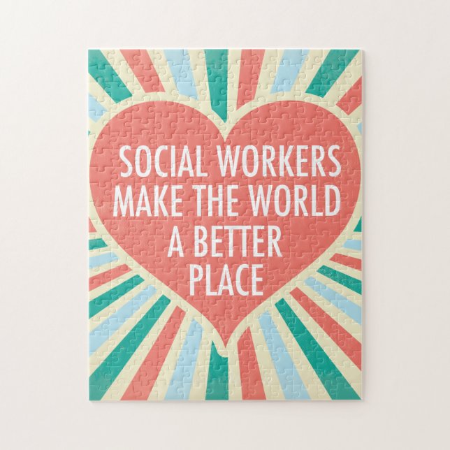 Inspirational Social Work Quote Heart Retro Colour Jigsaw Puzzle (Vertical)