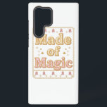 Inspirational Sparkly "Made of Magic" Samsung Galaxy Case<br><div class="desc">Embrace your own inner sparkle with this whimsical "Made of Magic" graphic. Featuring a playful, sparkling font in a warm pastel palette and set within a decorative border, this design is a cheerful reminder of your unique and wonderful qualities. It's a perfect, uplifting message for kids, dreamers, and anyone who...</div>