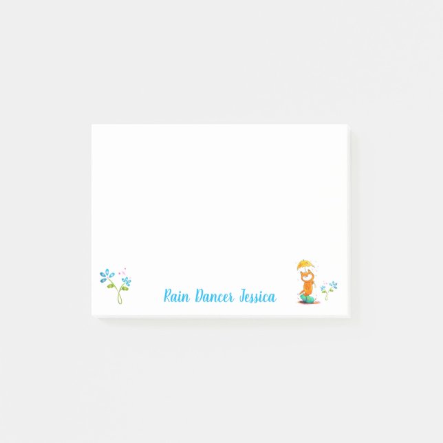 Inspirational Spring Fox with Umbrella Post-it Notes (Front)